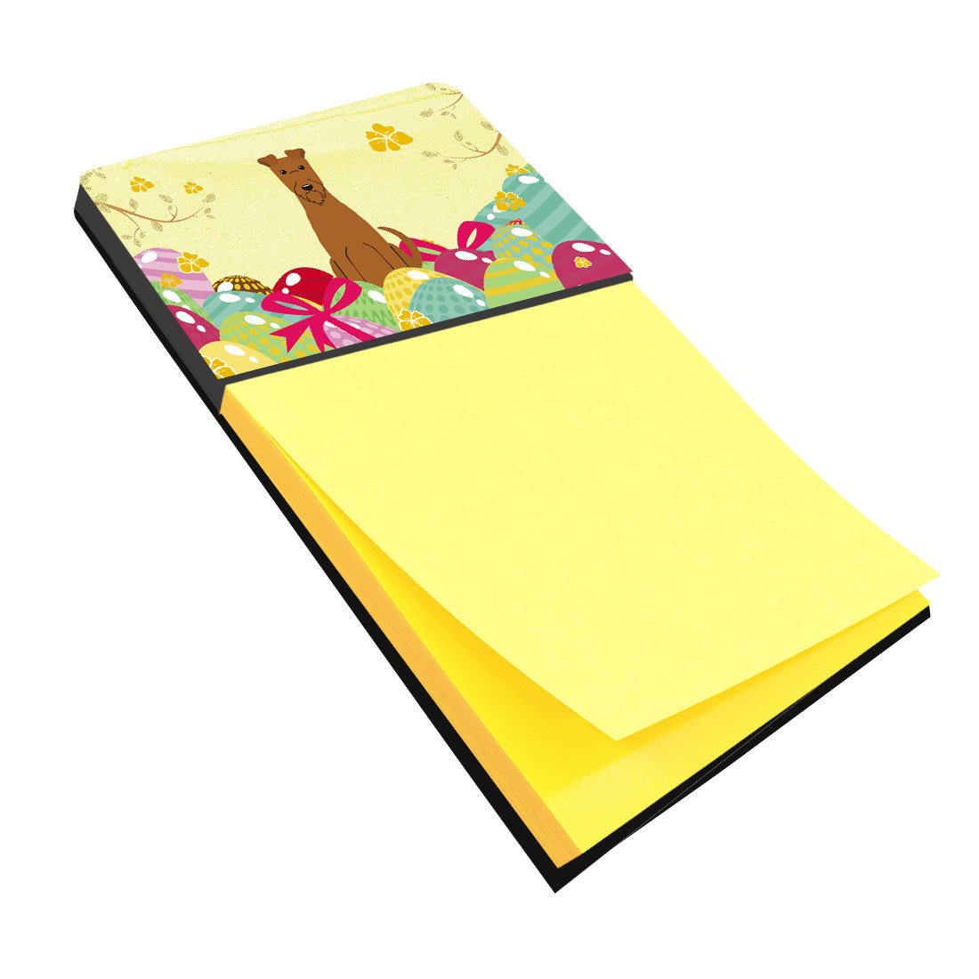 Easter Eggs Irish Terrier Watercolor Sticky Note Holder Refillable Dispenser Desk Accessory 3x3 Pad Gift