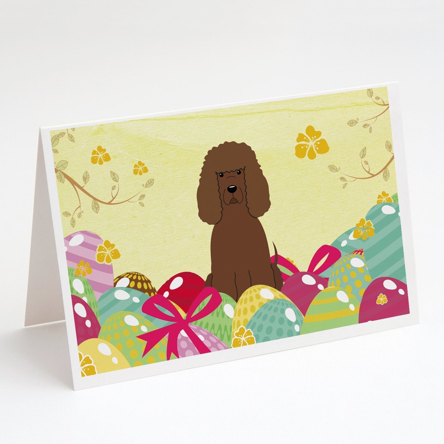 Easter Eggs Irish Water Spaniel Greeting Cards Pack of 8 Blank Cards with Envelopes Whimsical A7 Size 5x7