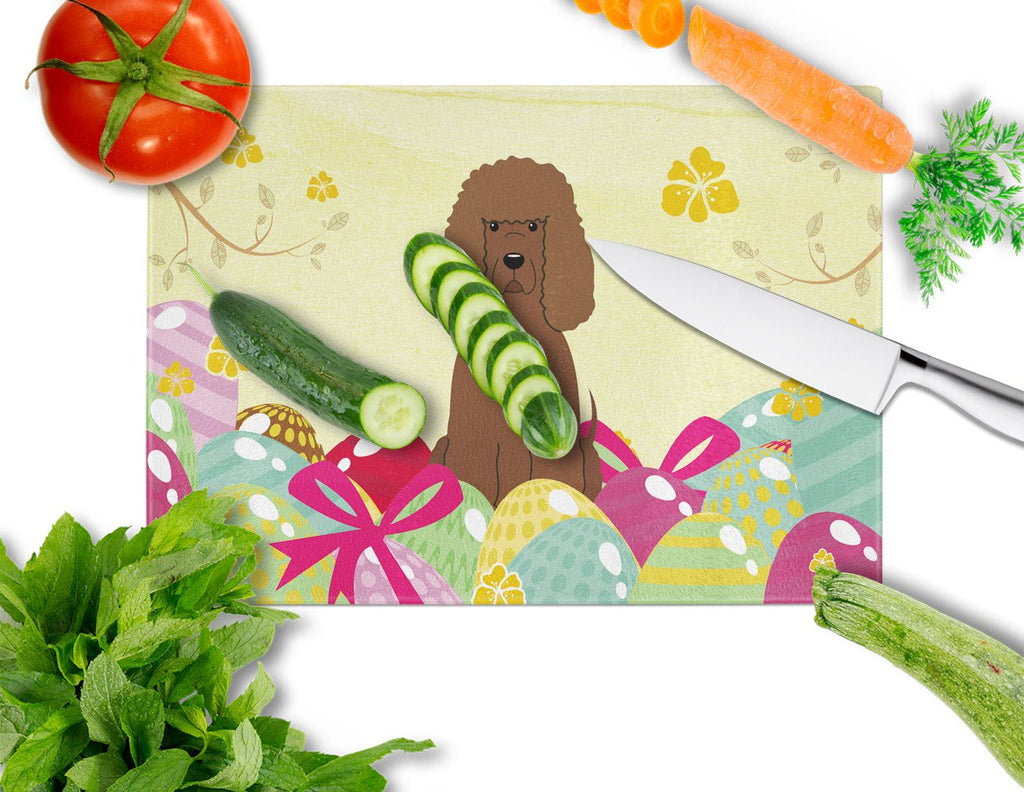 Easter Eggs Irish Water Spaniel Cutting Board Tempered Glass Kitchen Cutting Surface, Heat Resistant Chopping, Non-Slip Feet, Food Prep & Serving
