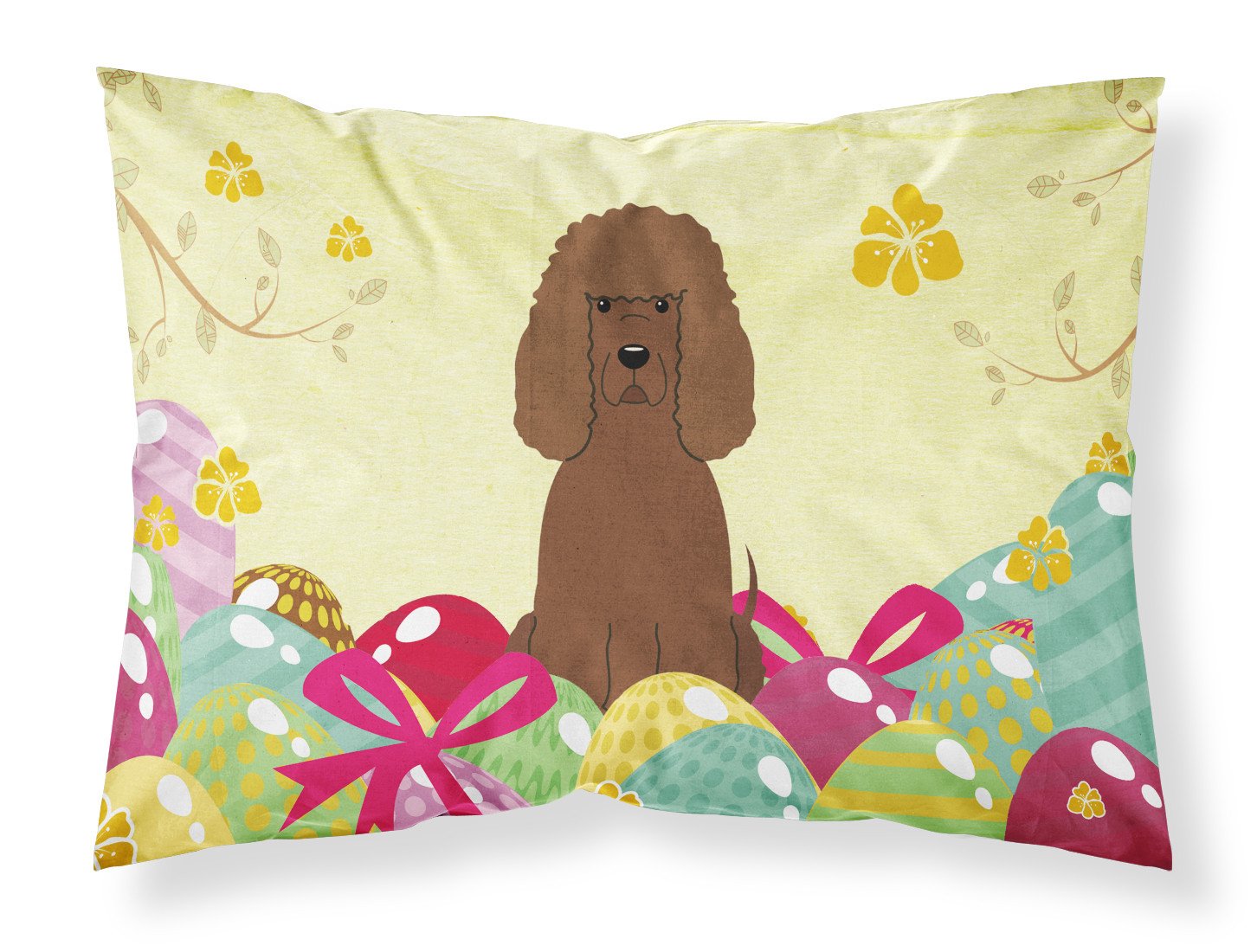 Easter Eggs Irish Water Spaniel Standard Pillowcase Lightweight Super Soft Easy Care Decorative Artwork Pillowcase, Standard