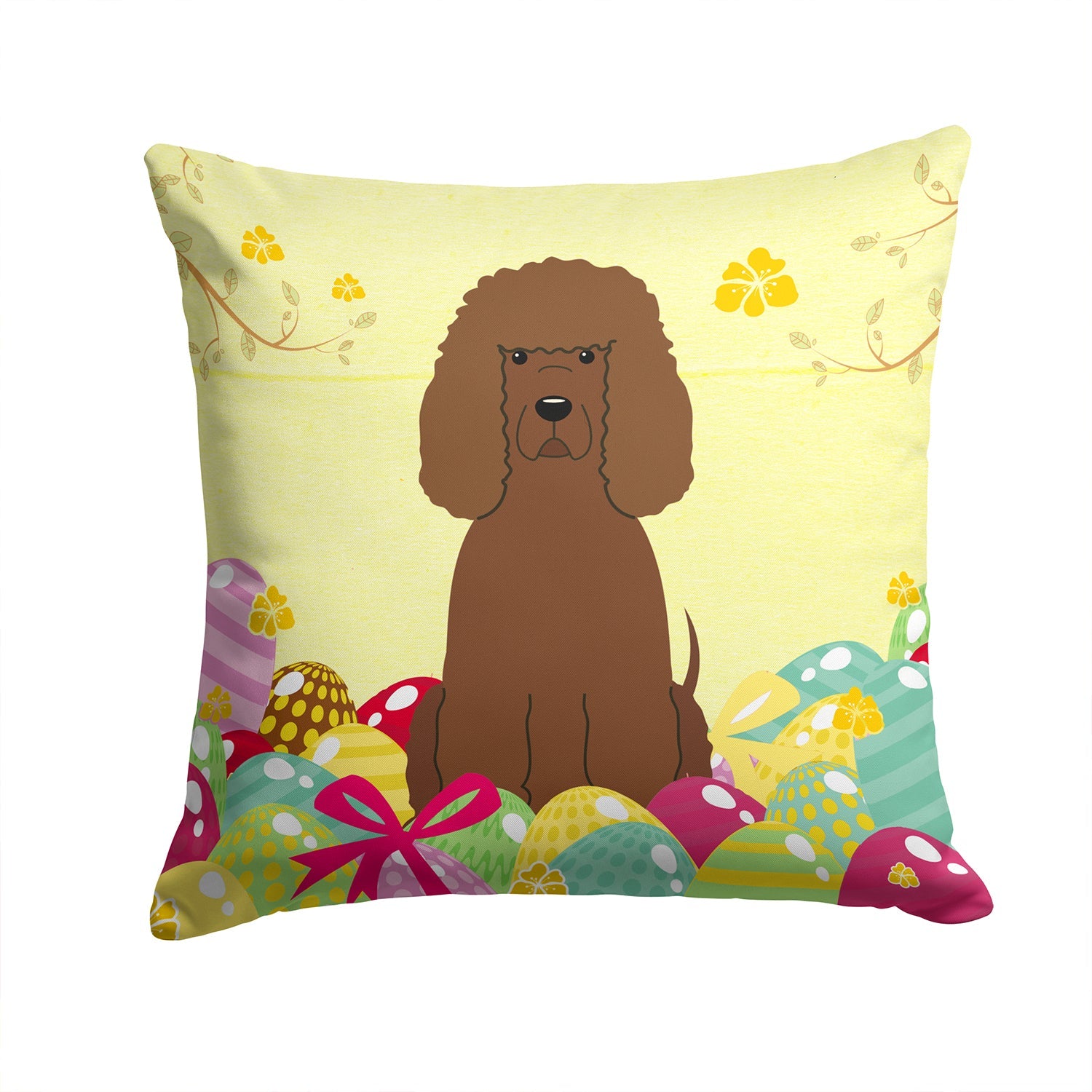 Easter Eggs Irish Water Spaniel Decorative Throw Pillow 14x14 Indoor Outdoor Accent Cushion, Fabric Cover with Insert for Sofa, Bed, Porch & Living Room