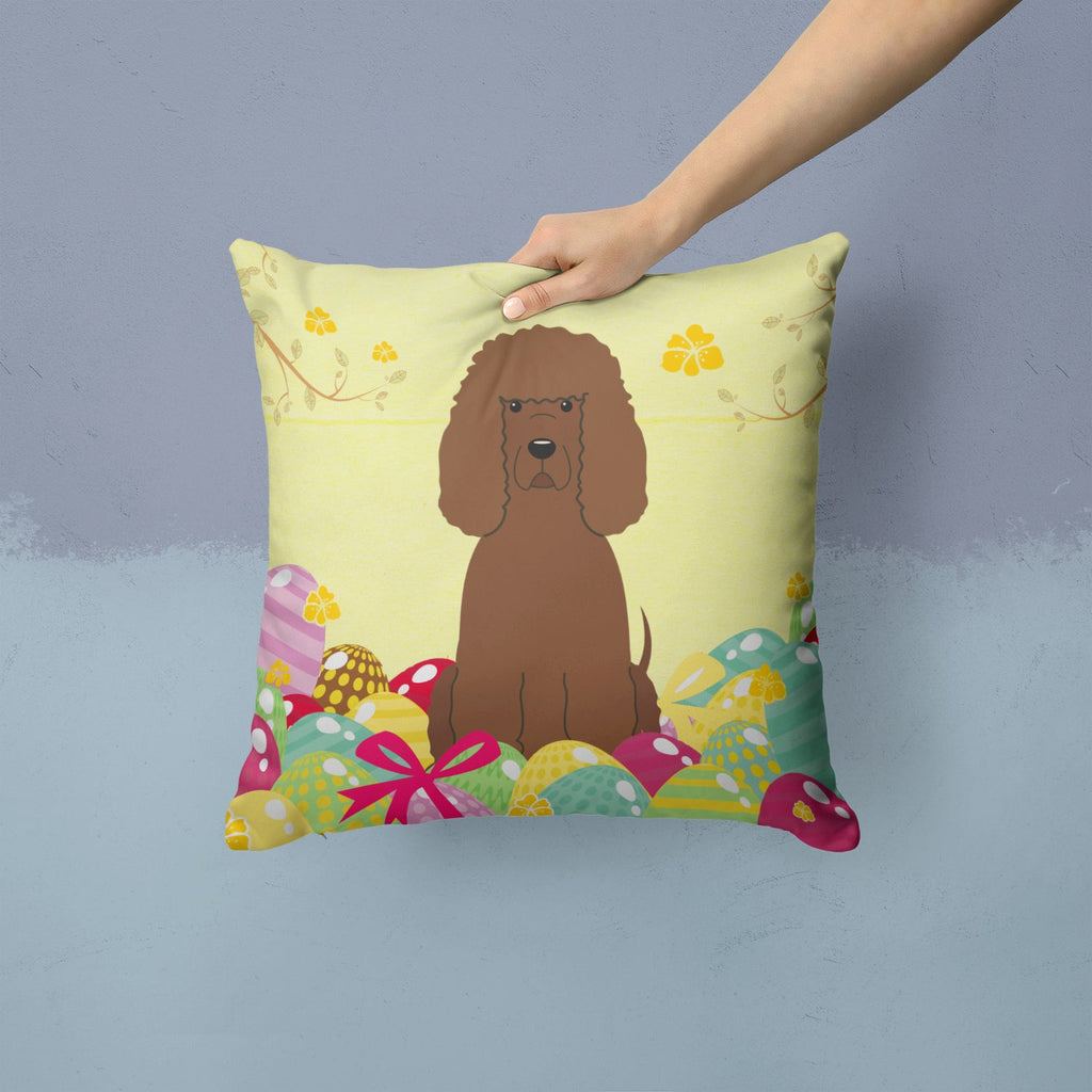 Easter Eggs Irish Water Spaniel Decorative Throw Pillow 14x14 Indoor Outdoor Accent Cushion, Fabric Cover with Insert for Sofa, Bed, Porch & Living Room