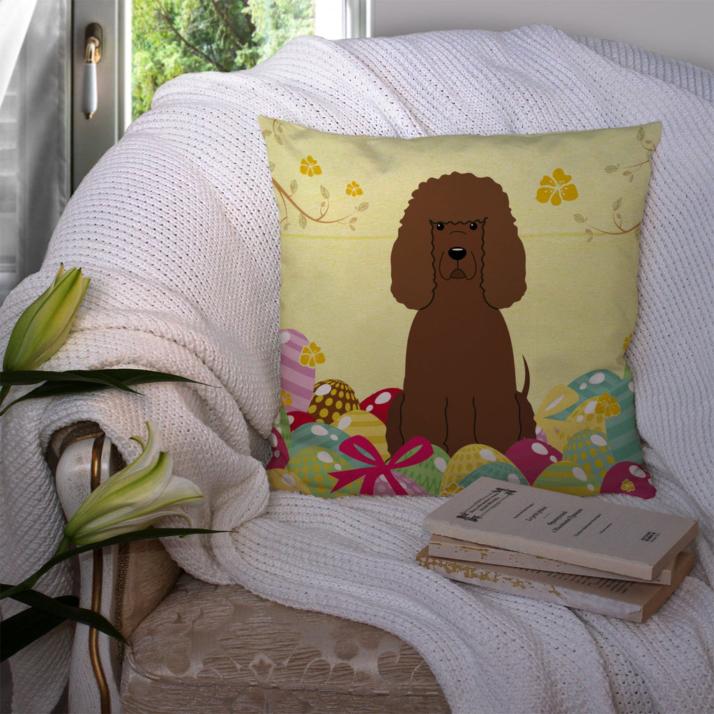 Easter Eggs Irish Water Spaniel Decorative Throw Pillow 14x14 Indoor Outdoor Accent Cushion, Fabric Cover with Insert for Sofa, Bed, Porch & Living Room
