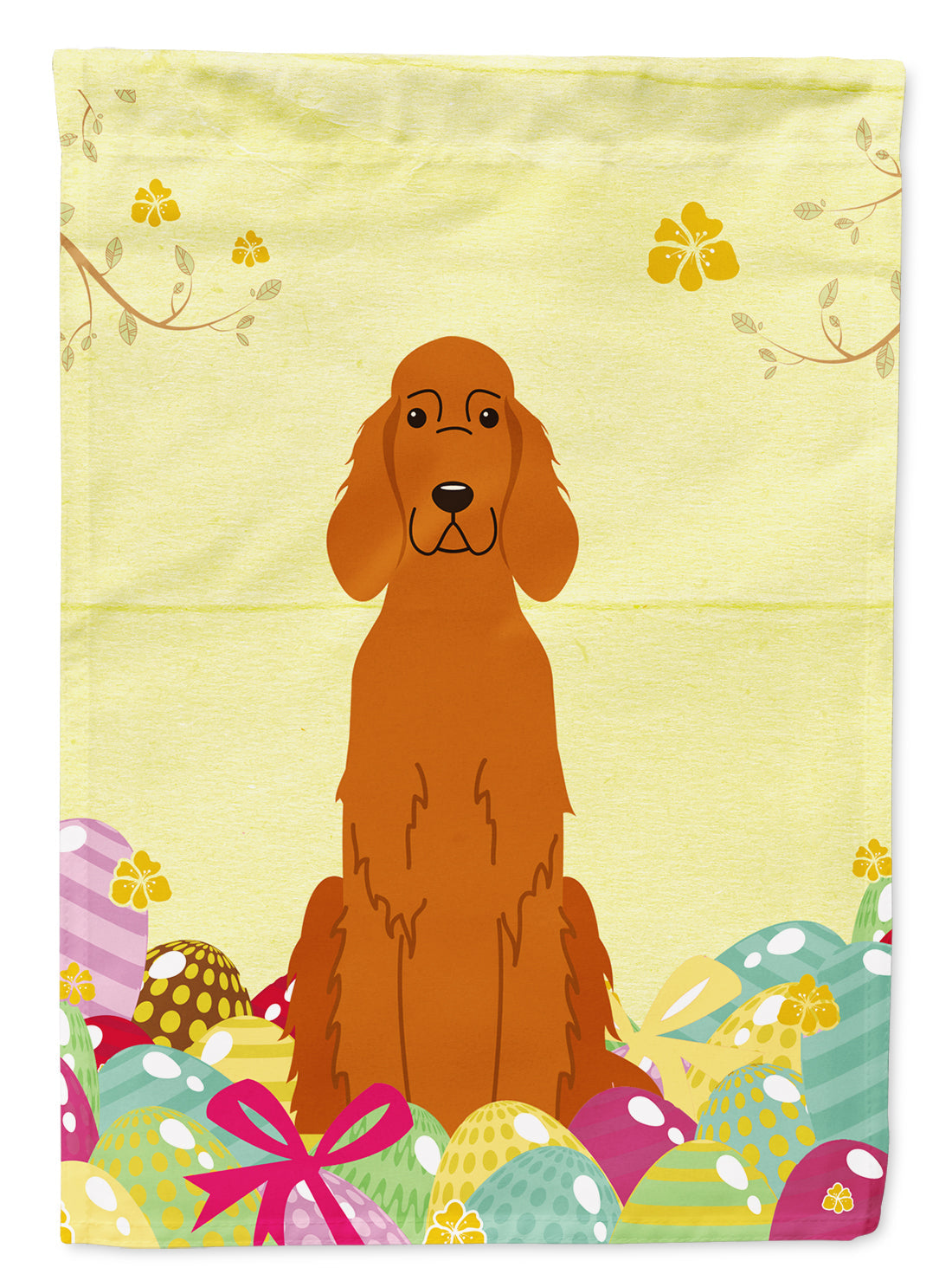 Easter Eggs Irish Setter House Flag 28x40 Porch Sleeve Pole Decorative Outside Yard Banner Artwork Wall Hanging, Polyester