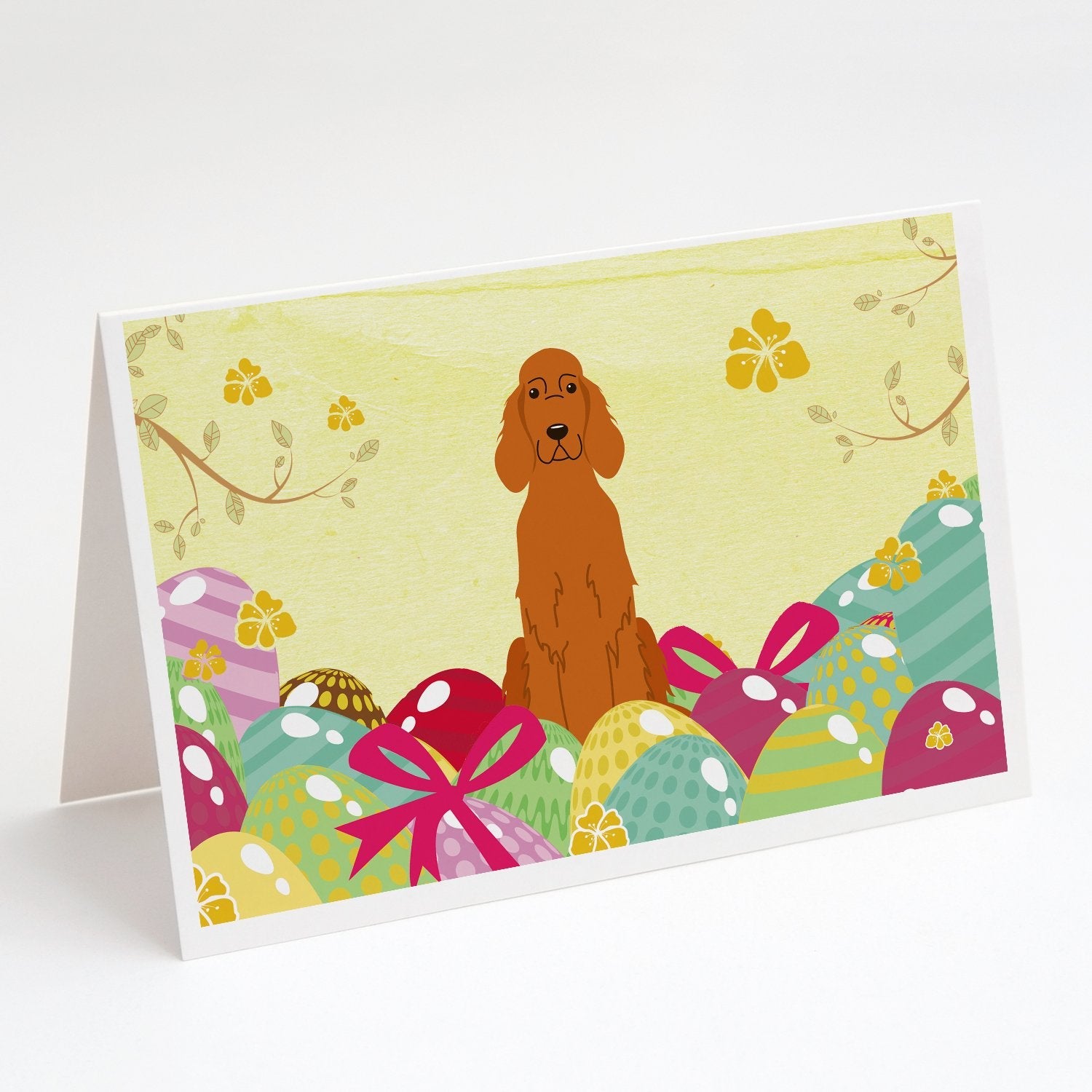 Easter Eggs Irish Setter Greeting Cards Pack of 8 Blank Cards with Envelopes Whimsical A7 Size 5x7