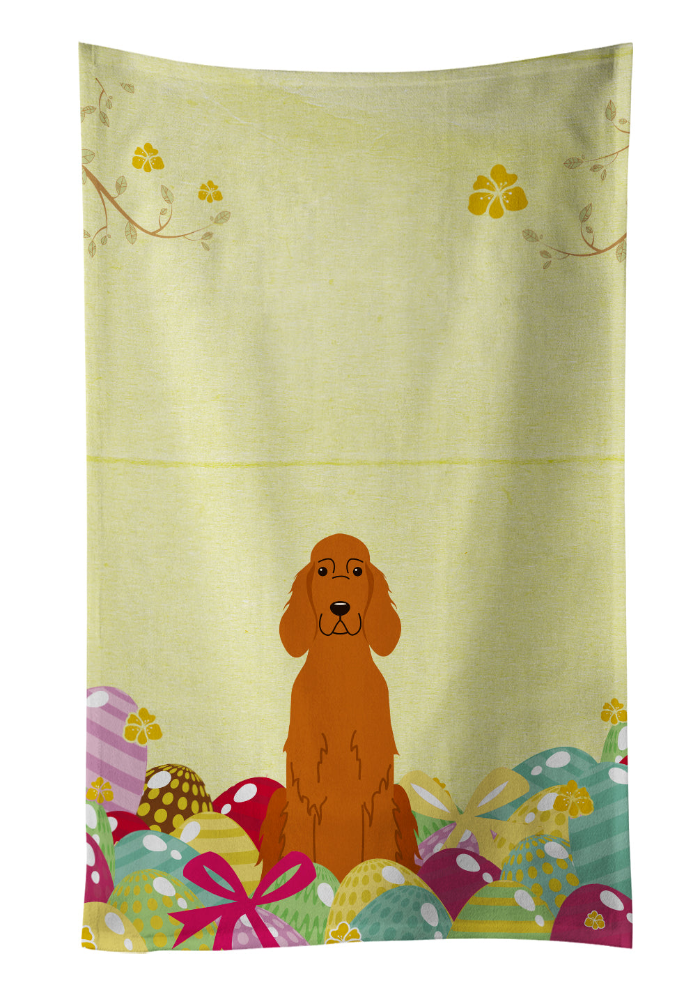 Easter Eggs Irish Setter Kitchen Towel Velour Plush Front and Cotton Loop Back Machine Washable