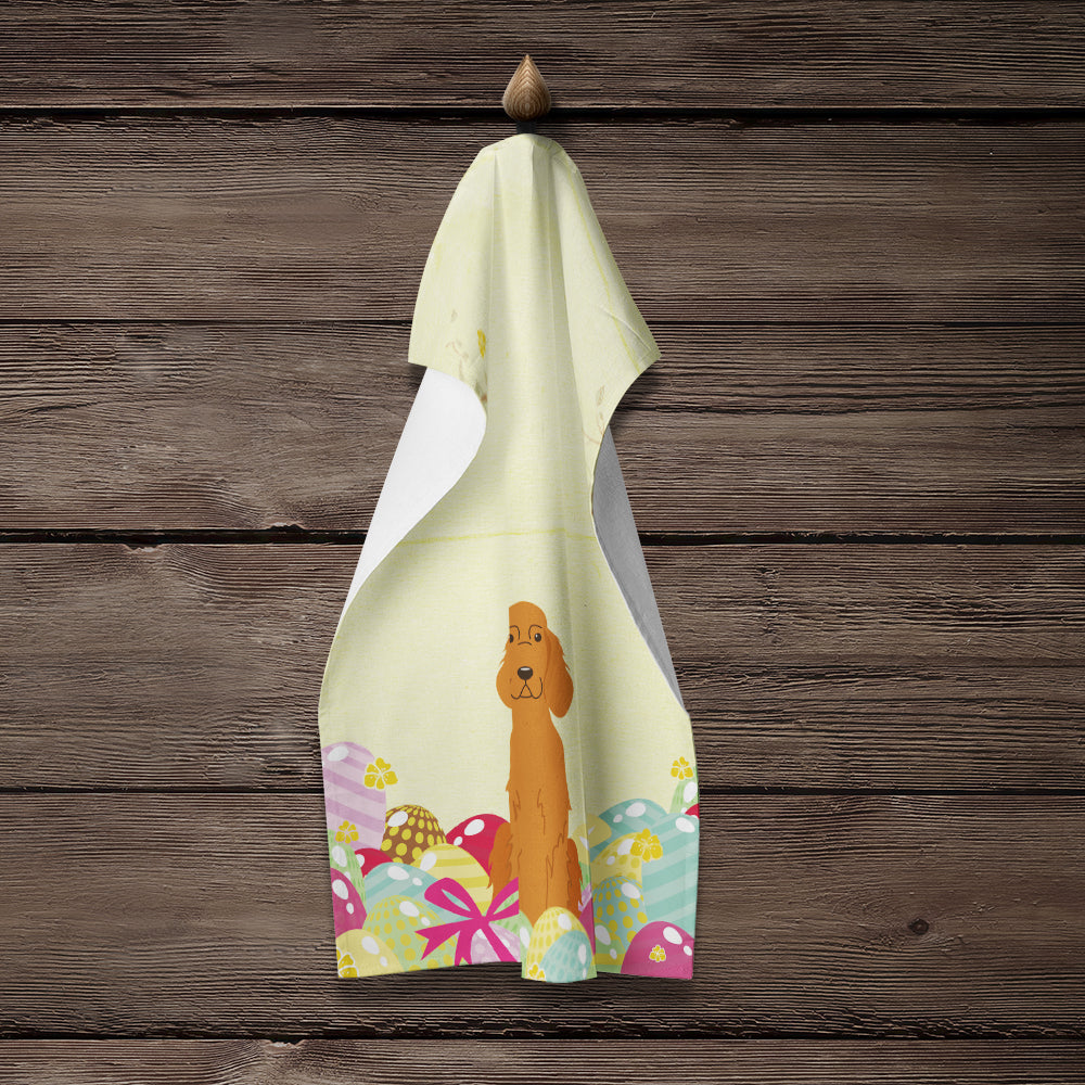 Easter Eggs Irish Setter Kitchen Towel Velour Plush Front and Cotton Loop Back Machine Washable