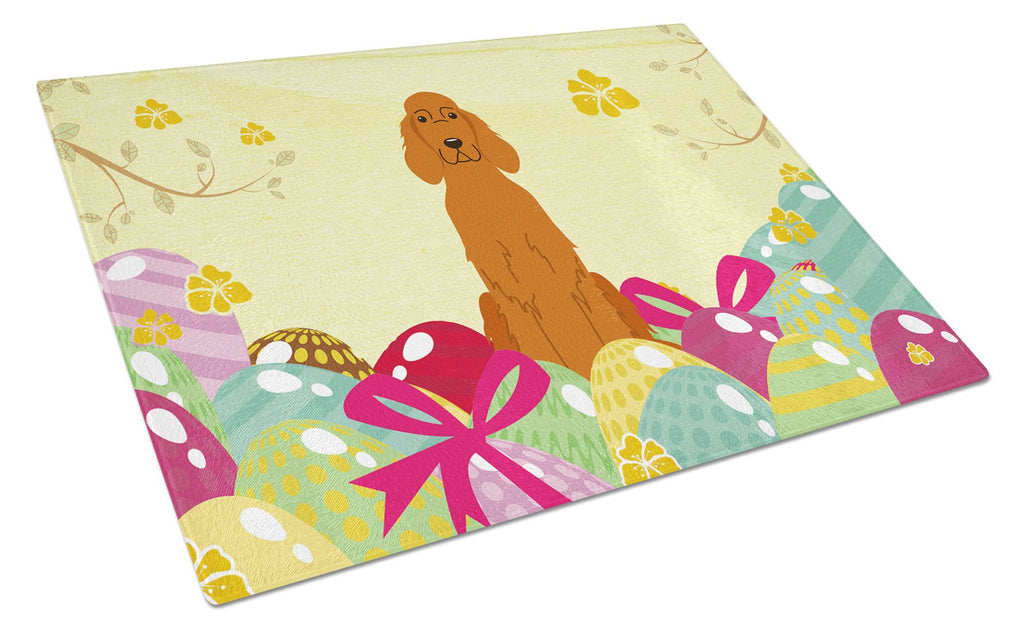 Easter Eggs Irish Setter Cutting Board Tempered Glass Kitchen Cutting Surface, Heat Resistant Chopping, Non-Slip Feet, Food Prep & Serving
