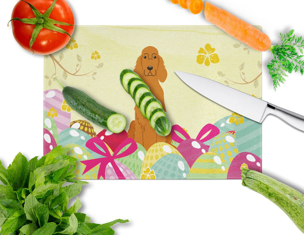 Easter Eggs Irish Setter Cutting Board Tempered Glass Kitchen Cutting Surface, Heat Resistant Chopping, Non-Slip Feet, Food Prep & Serving