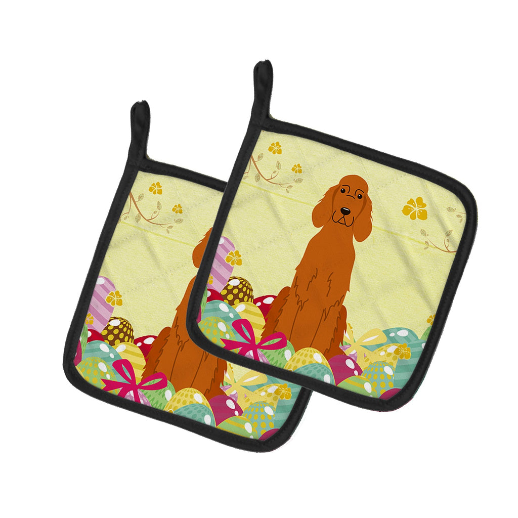 Easter Eggs Irish Setter Pot Holder Set of 2 Heat Resistant Quilted Hot Pads 7.5 x 7.5 Inch, Insulated Kitchen Trivets for Cooking & Baking