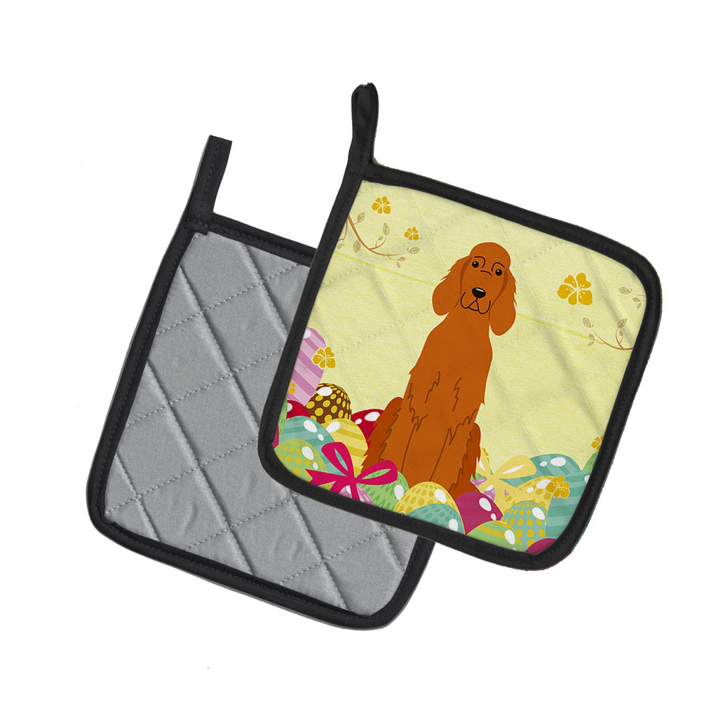 Easter Eggs Irish Setter Pot Holder Set of 2 Heat Resistant Quilted Hot Pads 7.5 x 7.5 Inch, Insulated Kitchen Trivets for Cooking & Baking