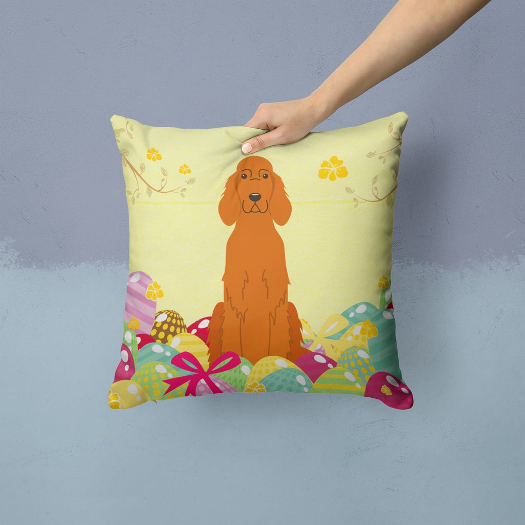 Easter Eggs Irish Setter Decorative Throw Pillow 14x14 Indoor Outdoor Accent Cushion, Fabric Cover with Insert for Sofa, Bed, Porch & Living Room