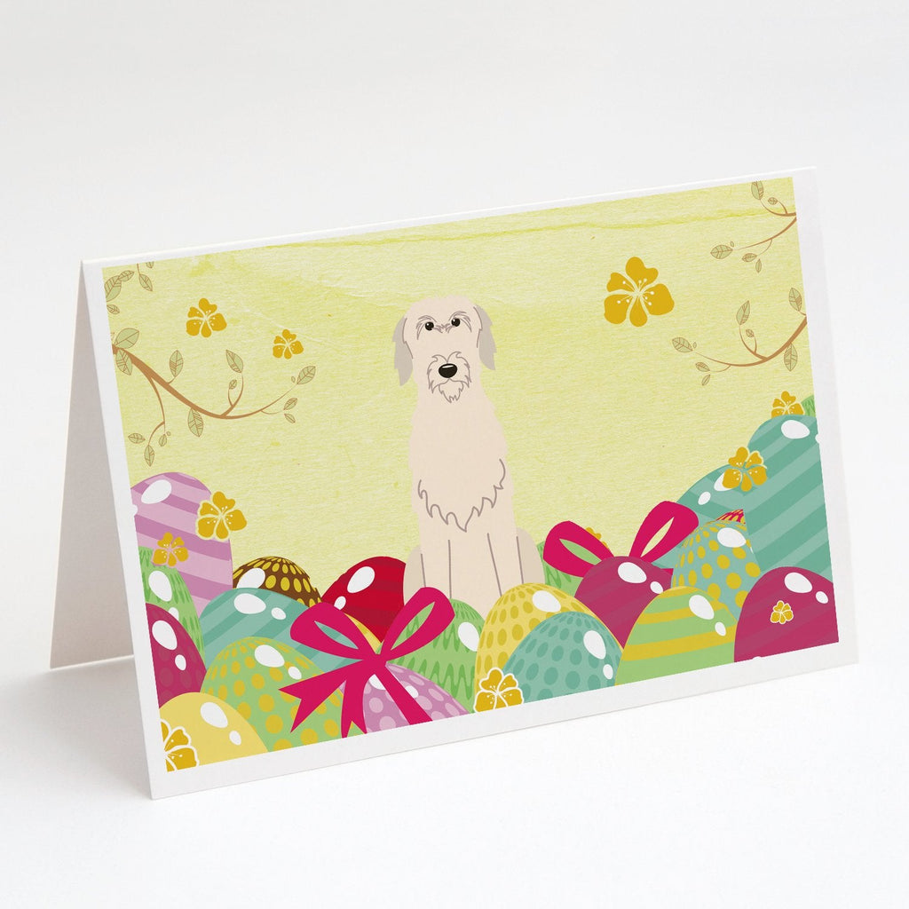 Easter Eggs Irish Wolfhound Greeting Cards Pack of 8 Blank Cards with Envelopes Whimsical A7 Size 5x7