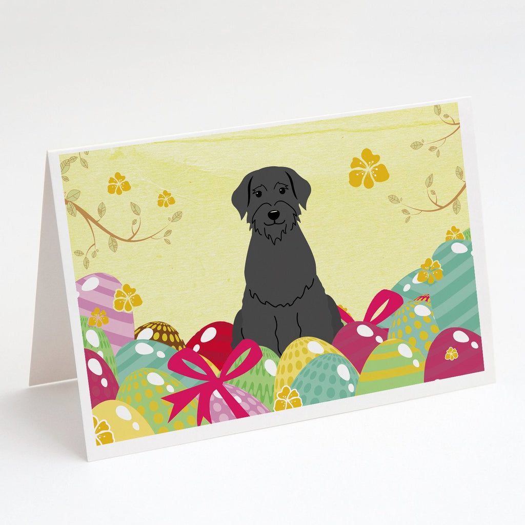 Easter Eggs Giant Schnauzer Greeting Cards Pack of 8 Blank Cards with Envelopes Whimsical A7 Size 5x7