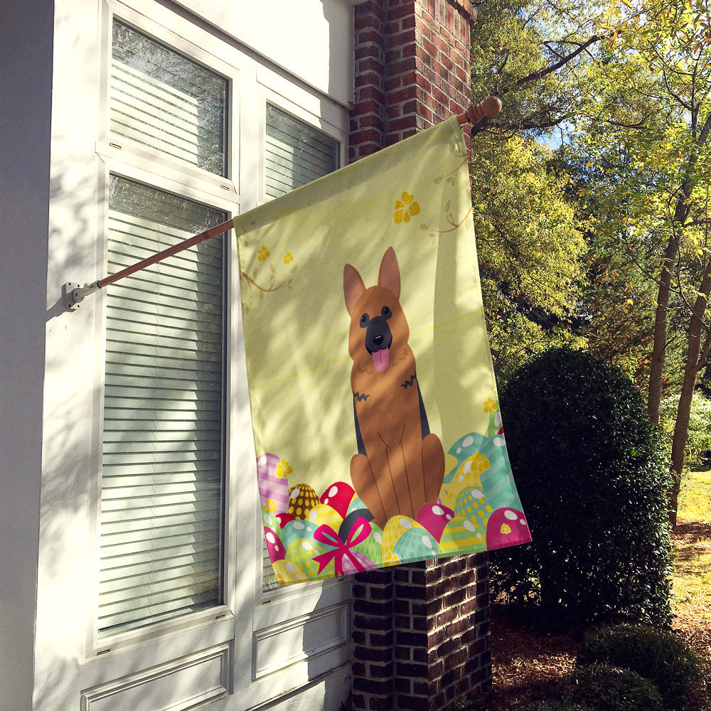 Easter Eggs German Shepherd House Flag 28x40 Porch Sleeve Pole Decorative Outside Yard Banner Artwork Wall Hanging, Polyester