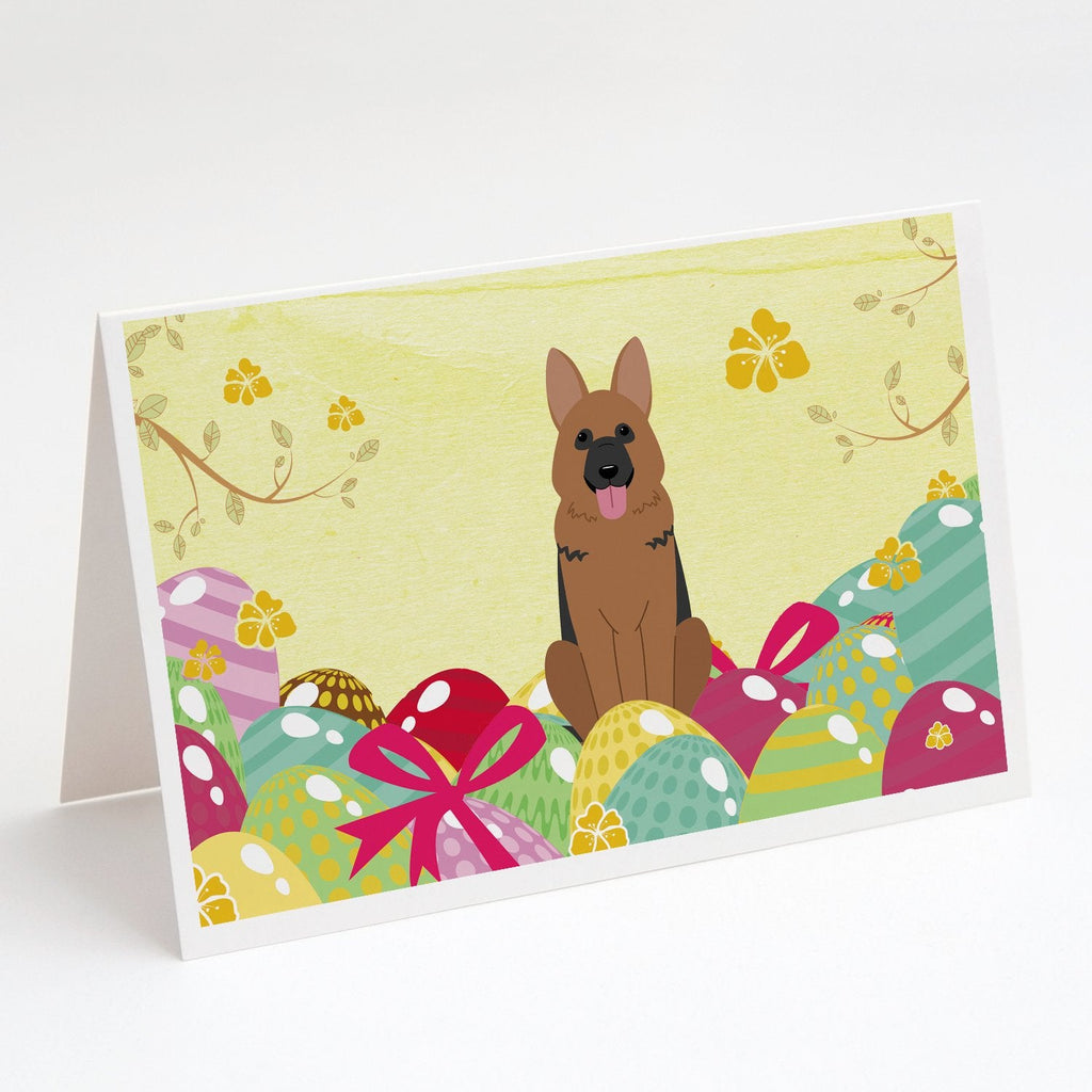Easter Eggs German Shepherd Greeting Cards Pack of 8 Blank Cards with Envelopes Whimsical A7 Size 5x7