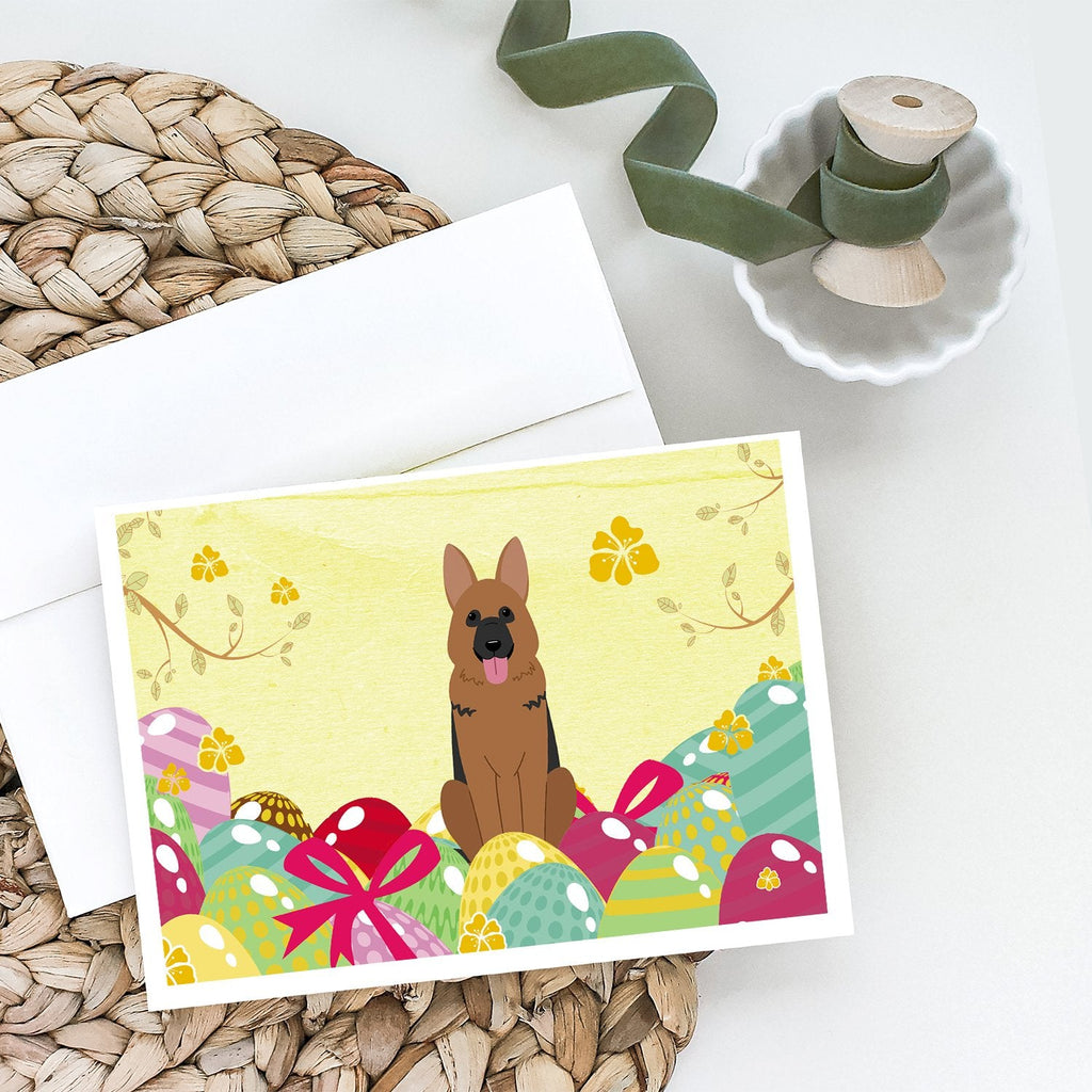 Easter Eggs German Shepherd Greeting Cards Pack of 8 Blank Cards with Envelopes Whimsical A7 Size 5x7
