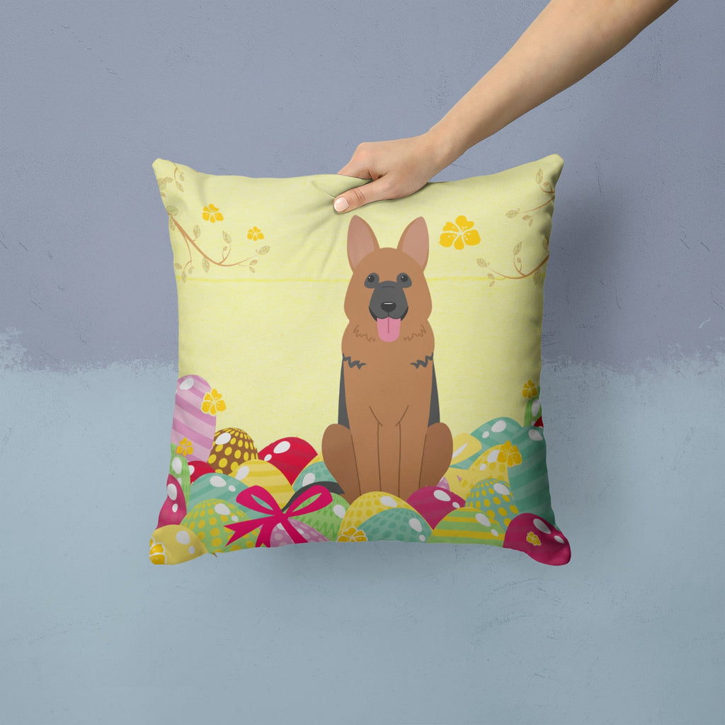 Easter Eggs German Shepherd Decorative Throw Pillow 14x14 Indoor Outdoor Accent Cushion, Fabric Cover with Insert for Sofa, Bed, Porch & Living Room