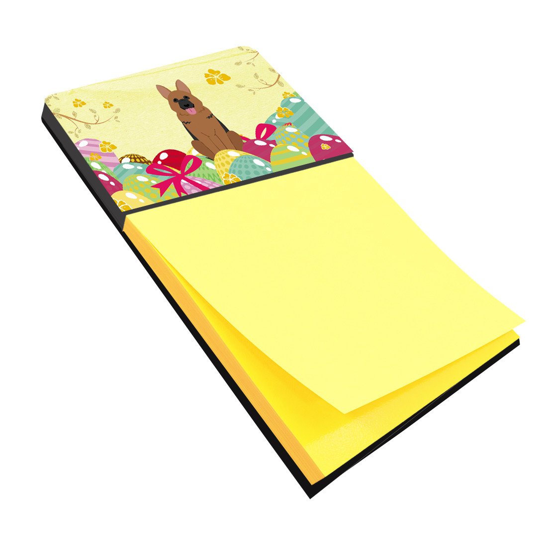 Easter Eggs German Shepherd Watercolor Sticky Note Holder Refillable Dispenser Desk Accessory 3x3 Pad Gift