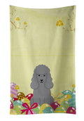 Easter Eggs Poodle Silver Kitchen Towel Velour Plush Front and Cotton Loop Back Machine Washable