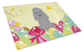 Easter Eggs Poodle Silver Cutting Board Tempered Glass Kitchen Cutting Surface, Heat Resistant Chopping, Non-Slip Feet, Food Prep & Serving