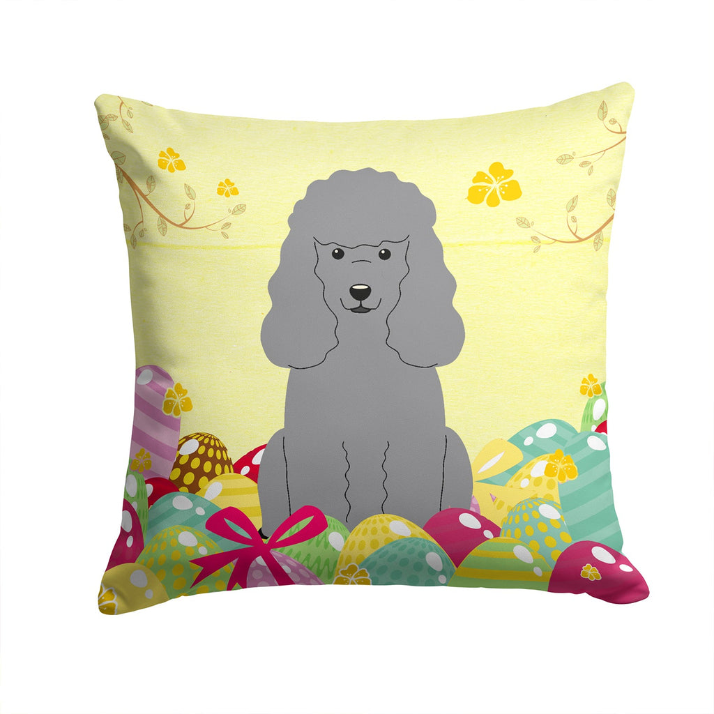 Easter Eggs Poodle Silver Decorative Throw Pillow 14x14 Indoor Outdoor Accent Cushion, Fabric Cover with Insert for Sofa, Bed, Porch & Living Room