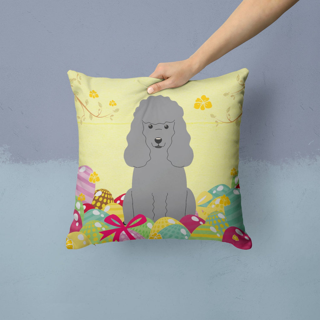 Easter Eggs Poodle Silver Decorative Throw Pillow 14x14 Indoor Outdoor Accent Cushion, Fabric Cover with Insert for Sofa, Bed, Porch & Living Room