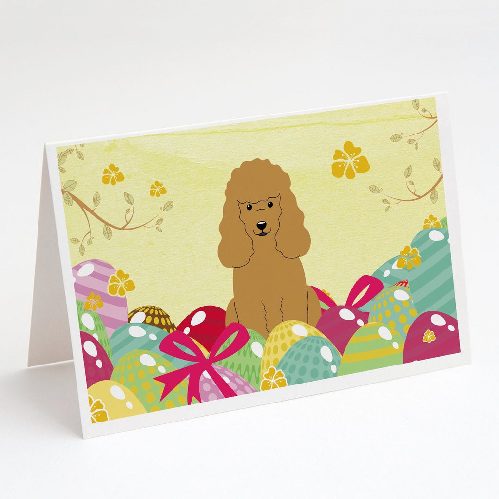 Easter Eggs Poodle Tan Greeting Cards Pack of 8 Blank Cards with Envelopes Whimsical A7 Size 5x7