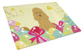 Easter Eggs Poodle Tan Cutting Board Tempered Glass Kitchen Cutting Surface, Heat Resistant Chopping, Non-Slip Feet, Food Prep & Serving