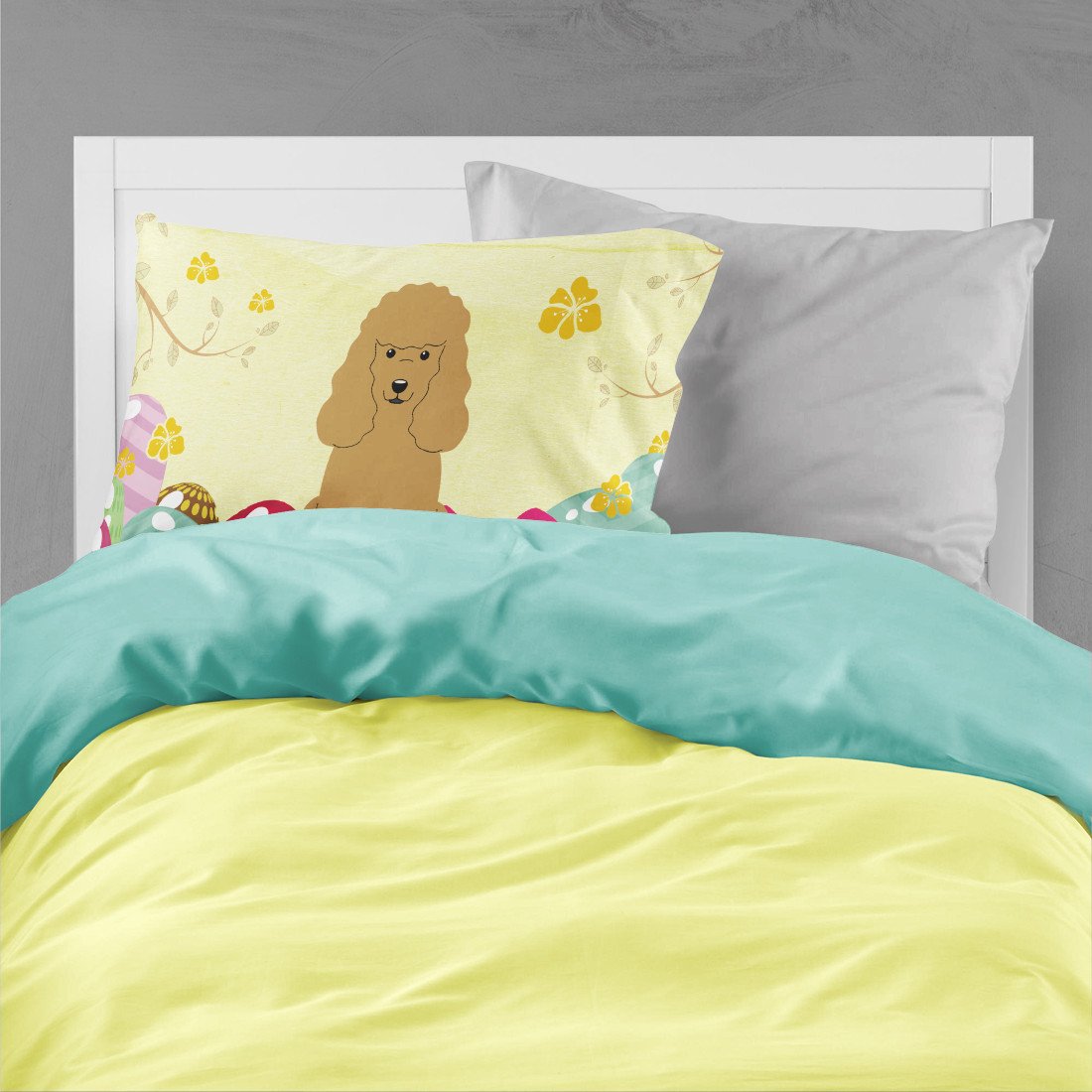 Easter Eggs Poodle Tan Standard Pillowcase Lightweight Super Soft Easy Care Decorative Artwork Pillowcase, Standard
