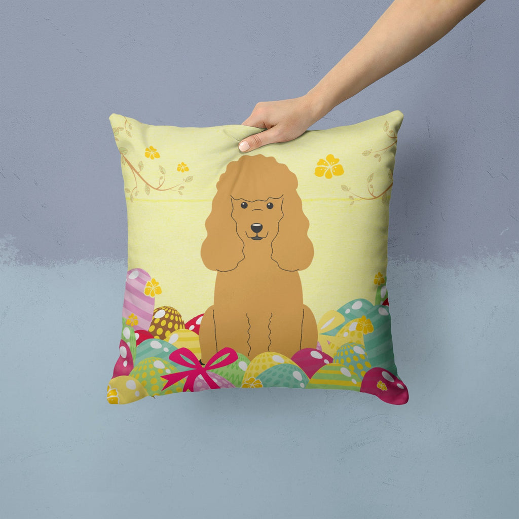 Easter Eggs Poodle Tan Decorative Throw Pillow 14x14 Indoor Outdoor Accent Cushion, Fabric Cover with Insert for Sofa, Bed, Porch & Living Room