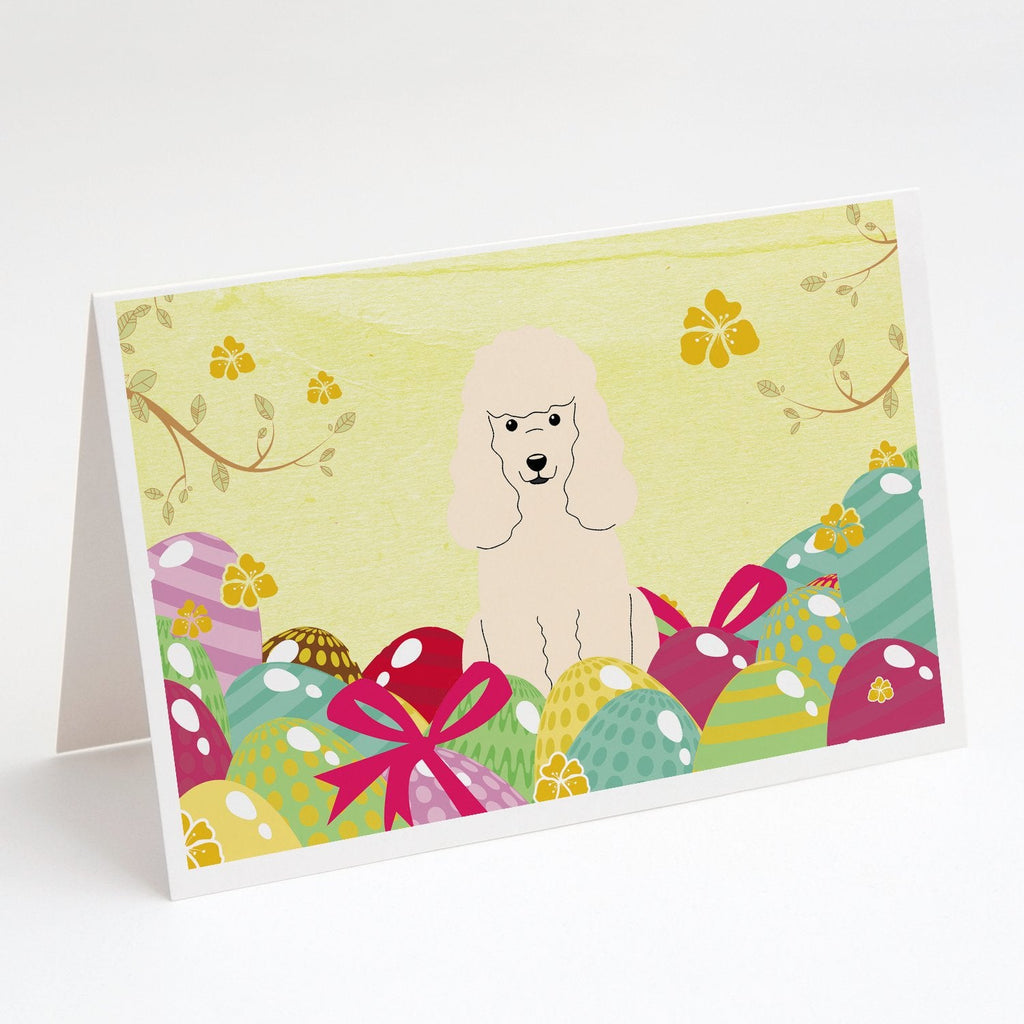 Easter Eggs Poodle White Greeting Cards Pack of 8 Blank Cards with Envelopes Whimsical A7 Size 5x7