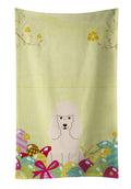 Easter Eggs Poodle White Kitchen Towel Velour Plush Front and Cotton Loop Back Machine Washable