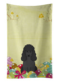 Easter Eggs Poodle Black Kitchen Towel Velour Plush Front and Cotton Loop Back Machine Washable