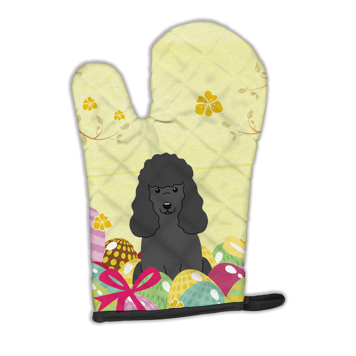 Easter Eggs Poodle Black Oven Mitt Heat Resistant Thick Oven Mitt for Hot Pans and Oven, Kitchen Mitt Protect Hands, Cooking Baking Glove