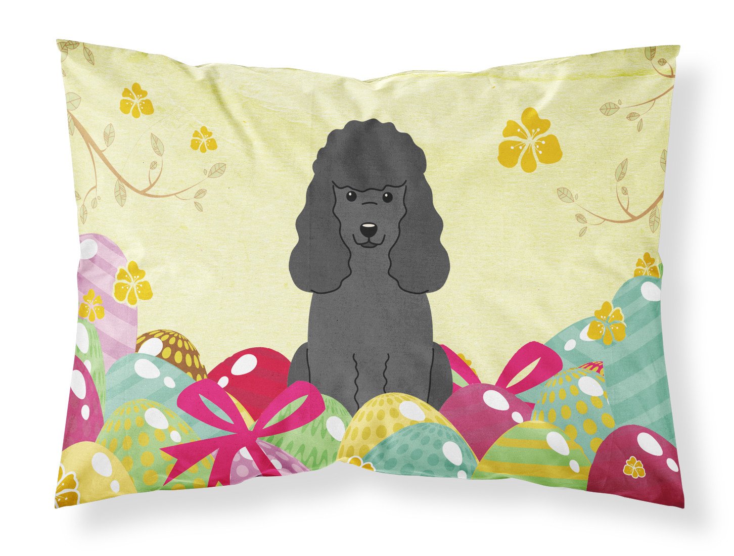 Easter Eggs Poodle Black Standard Pillowcase Lightweight Super Soft Easy Care Decorative Artwork Pillowcase, Standard