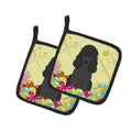Easter Eggs Poodle Black Pot Holder Set of 2 Heat Resistant Quilted Hot Pads 7.5 x 7.5 Inch, Insulated Kitchen Trivets for Cooking & Baking