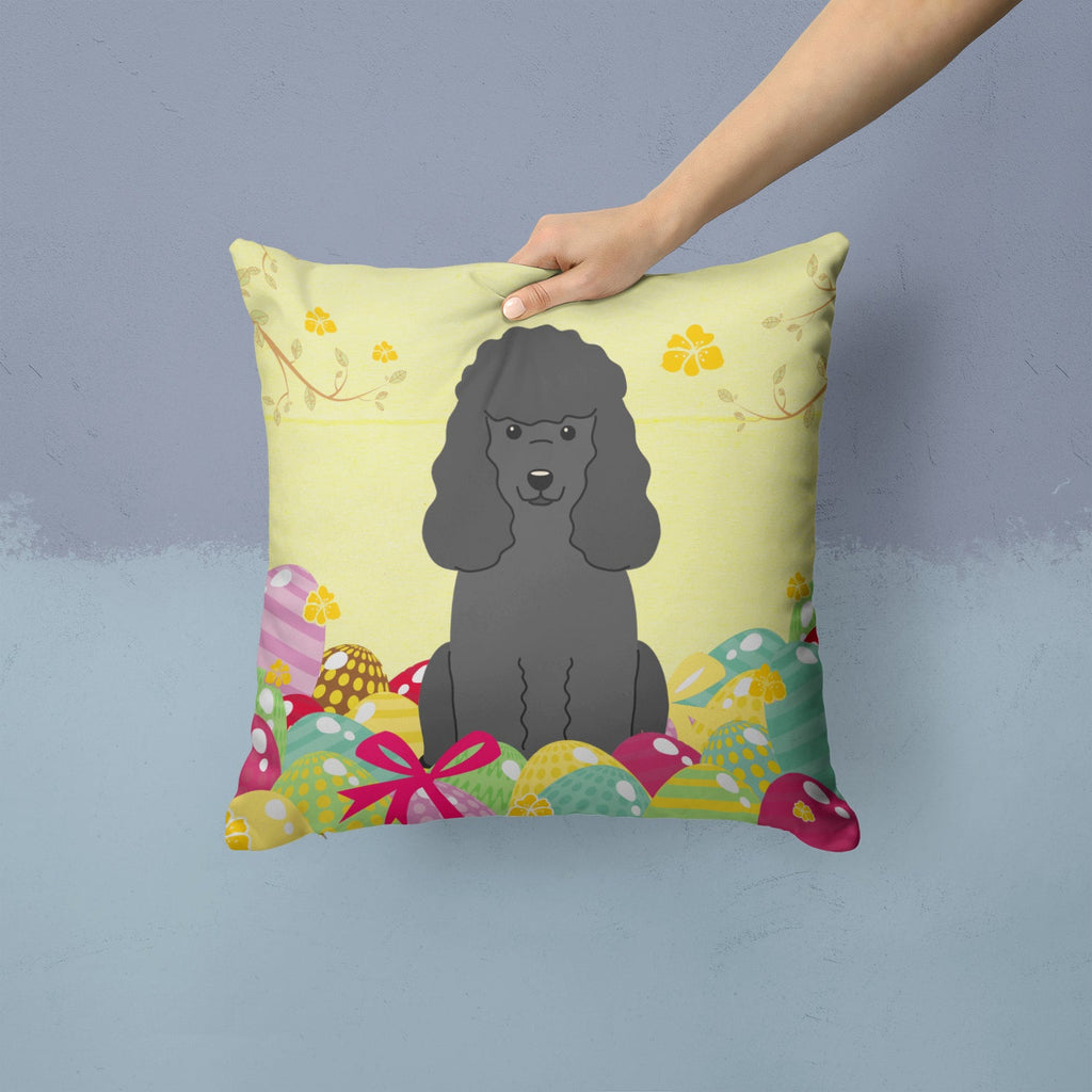 Easter Eggs Poodle Black Decorative Throw Pillow 14x14 Indoor Outdoor Accent Cushion, Fabric Cover with Insert for Sofa, Bed, Porch & Living Room