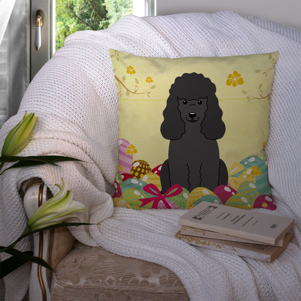Easter Eggs Poodle Black Decorative Throw Pillow 14x14 Indoor Outdoor Accent Cushion, Fabric Cover with Insert for Sofa, Bed, Porch & Living Room