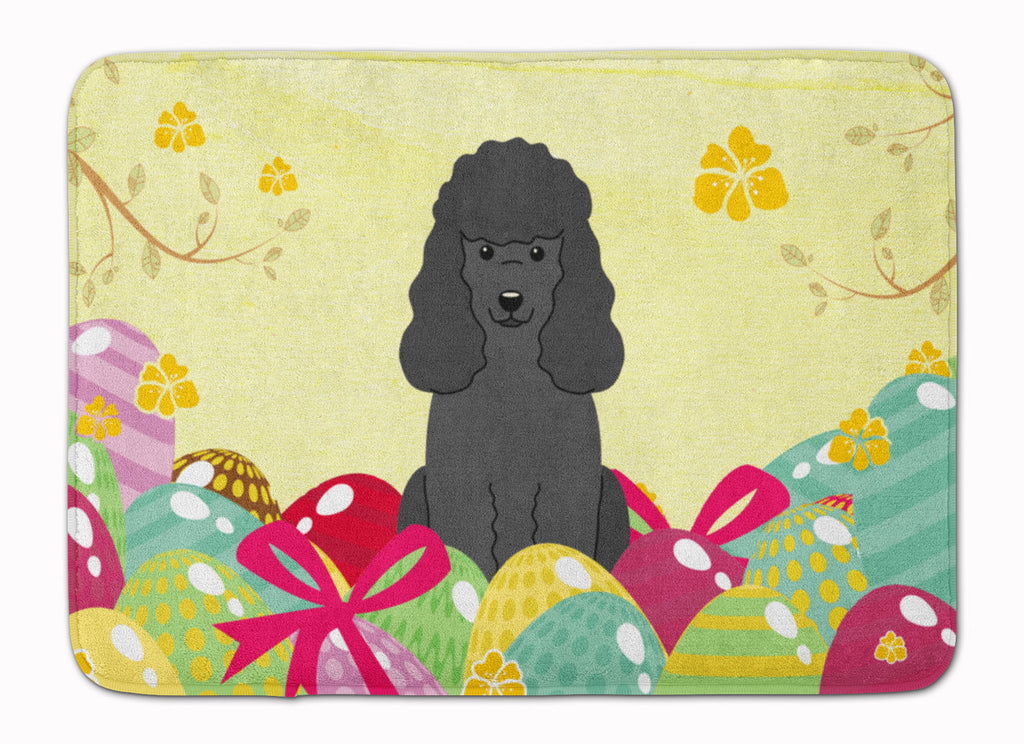 Easter Eggs Poodle Black Memory Foam Kitchen Mat Machine Washable Anti-Fatigue Cushion Comfort Bath or Kitchen Rug