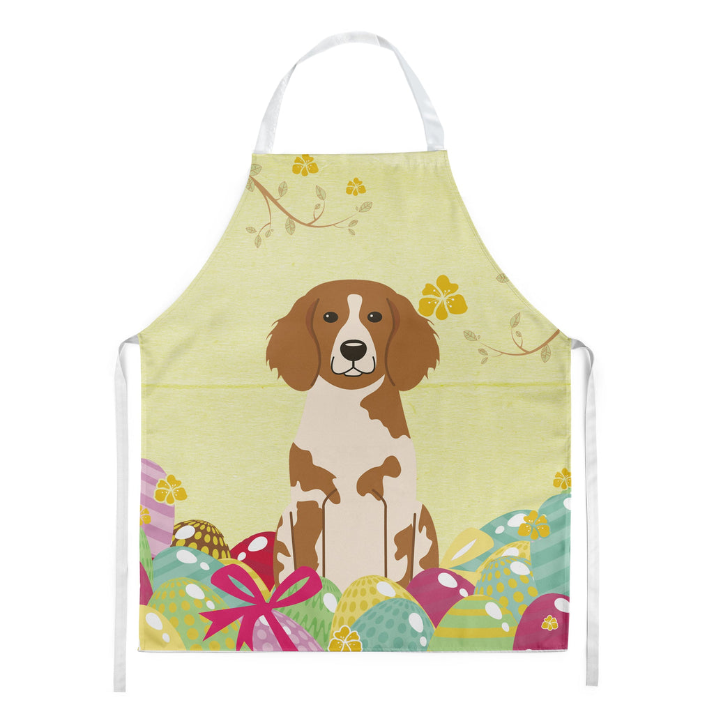 Easter Eggs Brittany Spaniel Apron Cooking Kitchen Server Baking Crafts Gardening for Adult Women Men, Unisex, Large, Multicolor
