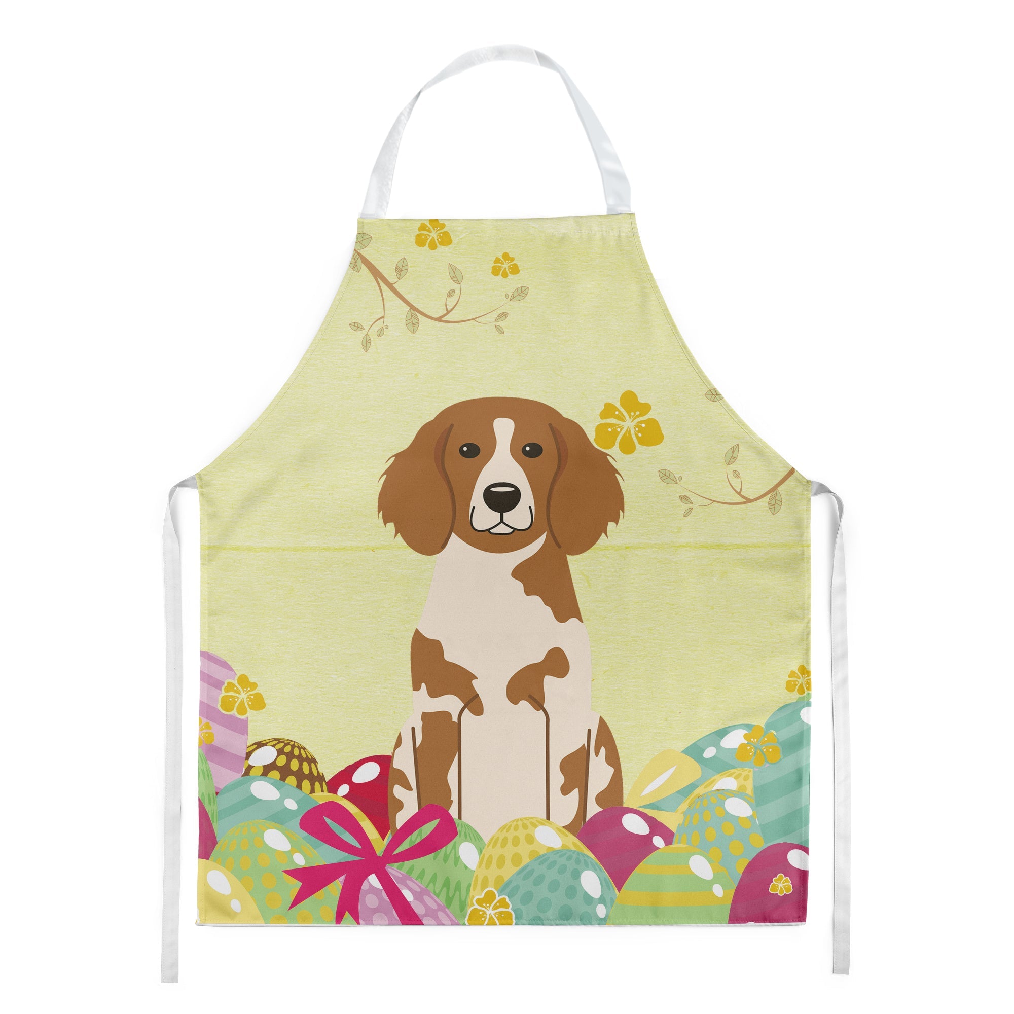 Easter Eggs Brittany Spaniel Apron Cooking Kitchen Server Baking Crafts Gardening for Adult Women Men, Unisex, Large, Multicolor