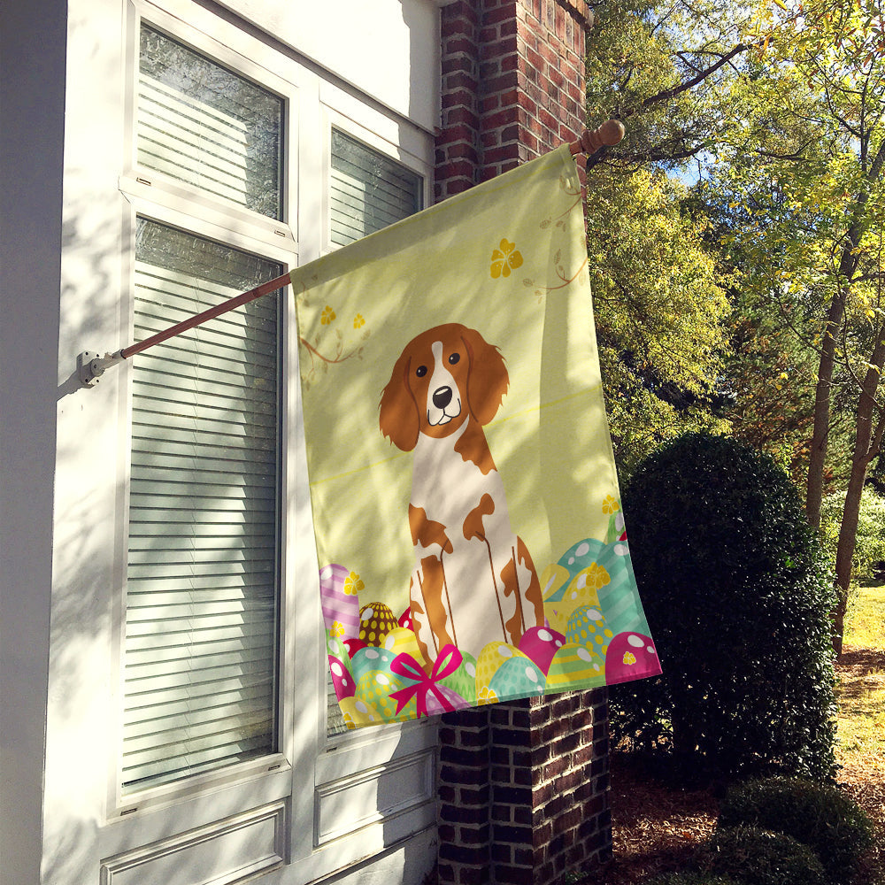 Easter Eggs Brittany Spaniel House Flag 28x40 Porch Sleeve Pole Decorative Outside Yard Banner Artwork Wall Hanging, Polyester
