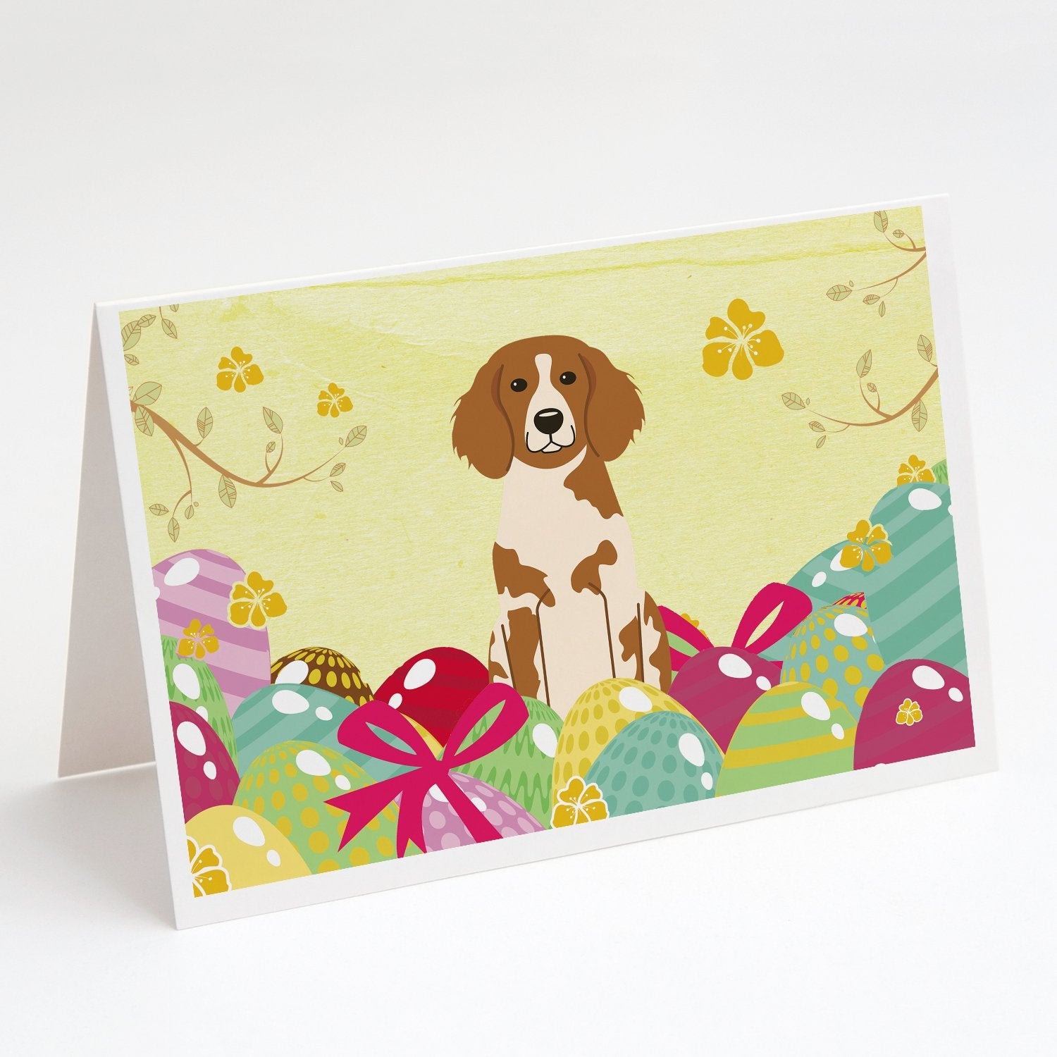 Easter Eggs Brittany Spaniel Greeting Cards Pack of 8 Blank Cards with Envelopes Whimsical A7 Size 5x7