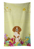 Easter Eggs Brittany Spaniel Kitchen Towel Velour Plush Front and Cotton Loop Back Machine Washable