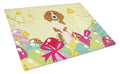 Easter Eggs Brittany Spaniel Cutting Board Tempered Glass Kitchen Cutting Surface, Heat Resistant Chopping, Non-Slip Feet, Food Prep & Serving