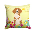 Easter Eggs Brittany Spaniel Decorative Throw Pillow 14x14 Indoor Outdoor Accent Cushion, Fabric Cover with Insert for Sofa, Bed, Porch & Living Room
