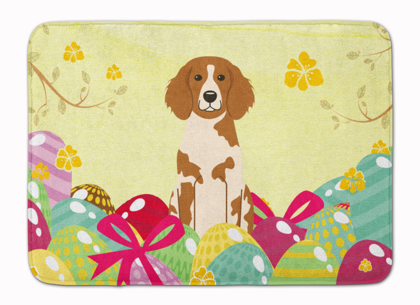 Easter Eggs Brittany Spaniel Memory Foam Kitchen Mat Machine Washable Anti-Fatigue Cushion Comfort Bath or Kitchen Rug