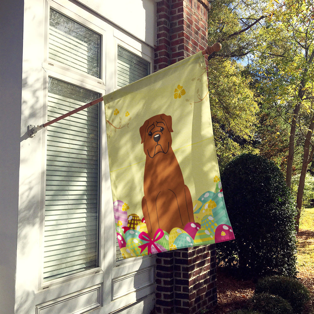 Easter Eggs Dogue de Bourdeaux House Flag 28x40 Porch Sleeve Pole Decorative Outside Yard Banner Artwork Wall Hanging, Polyester