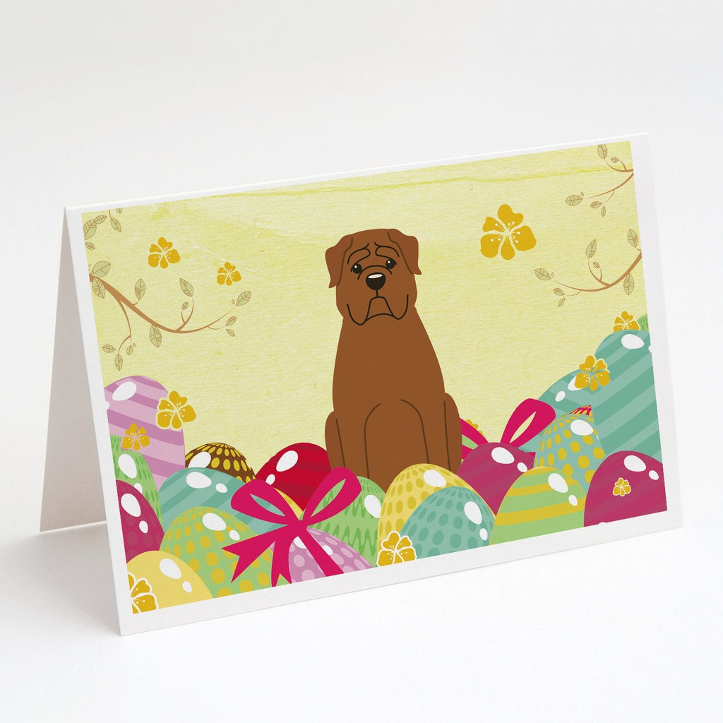 Easter Eggs Dogue de Bourdeaux Greeting Cards Pack of 8 Blank Cards with Envelopes Whimsical A7 Size 5x7